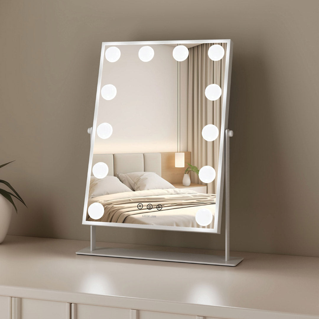 Green Lion Glam Shine Makeup Mirror 12 LED Lights - White