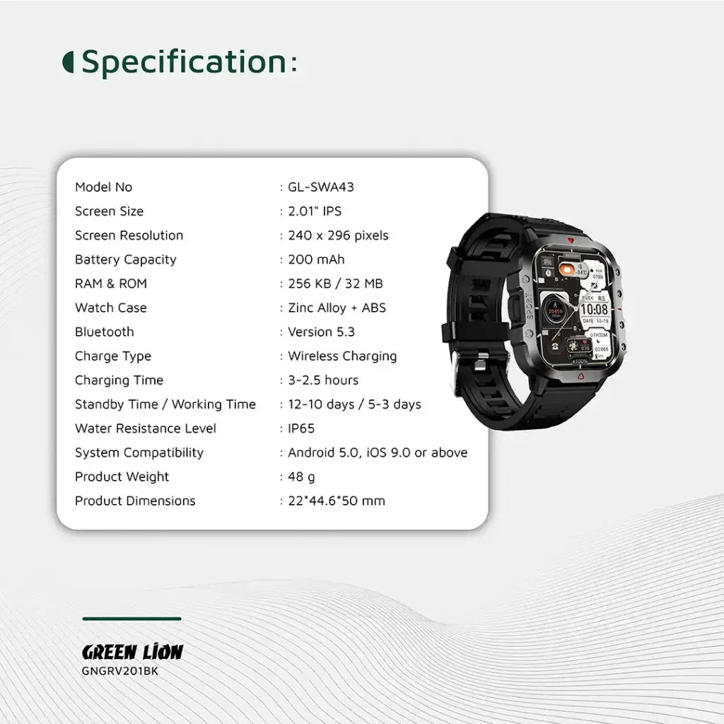 Green Lion Gravix Smart Watch - Black Green Lion Gravix Smart Watch - Black