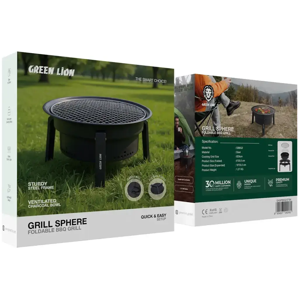 Green Lion Grill Sphere Foldable BBQ Grill - Black Green Lion Grill Sphere Foldable BBQ Grill - Black
