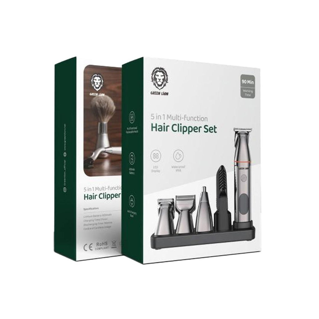 Green Lion 5 In 1 Multi-Function Hair Clipper Set 600mAh- Black