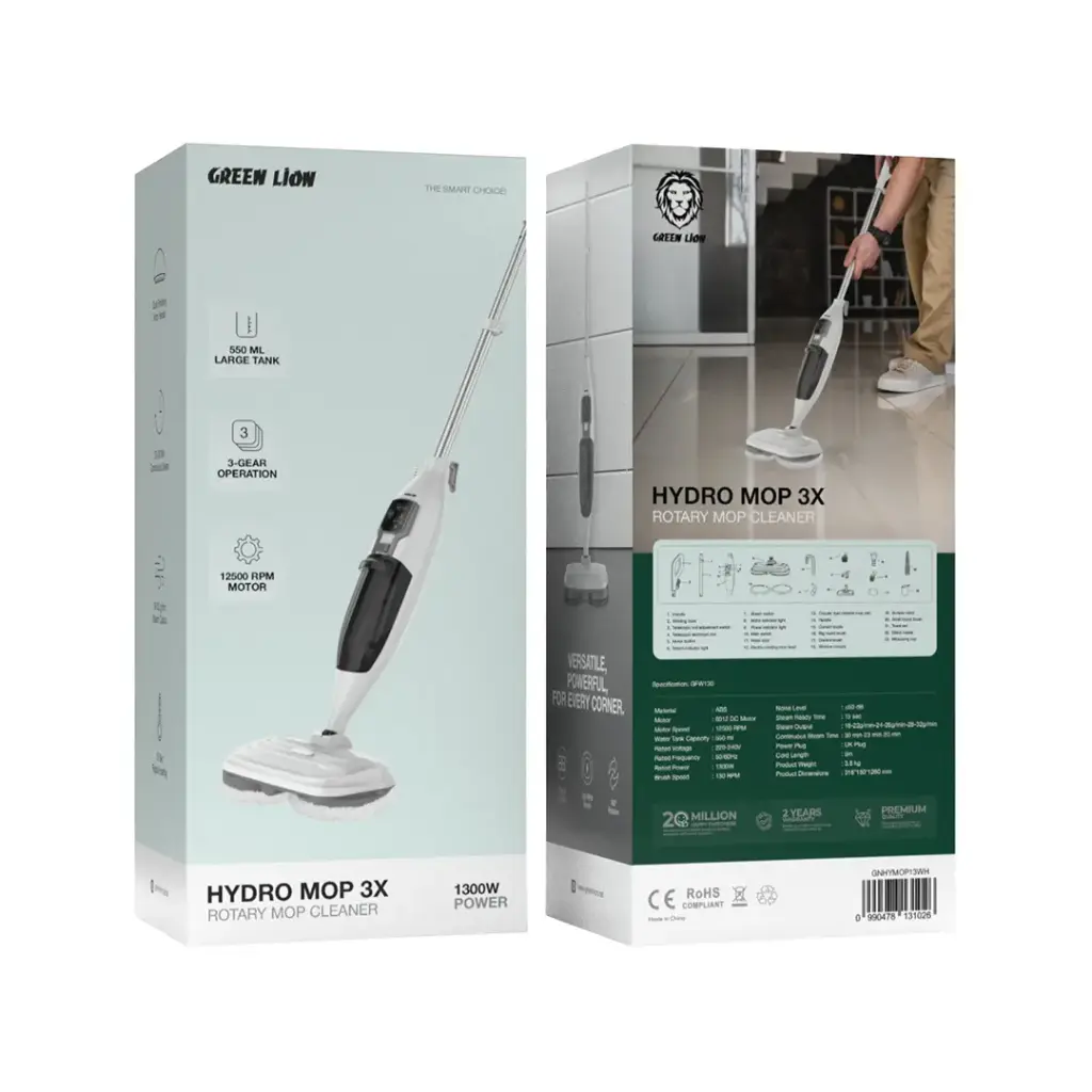 Green Lion Hydro Mop 3X Rotary Mop Cleaner 1300W - White