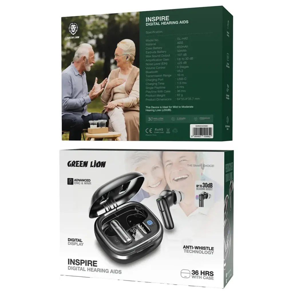Green Lion Inspire Digital Hearing Aids - Black