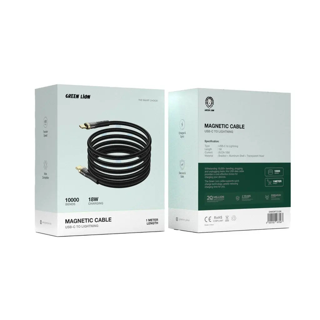 Green Lion Magnetic Cable USB-C to Lightning - Black Green Lion Magnetic Cable USB-C to Lightning - Black
