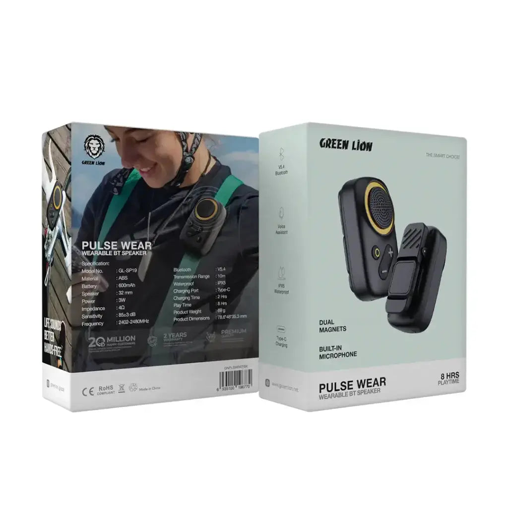 Green Lion Pulse Wear Wearable BT Speaker - Black Green Lion Pulse Wear Wearable BT Speaker - Black