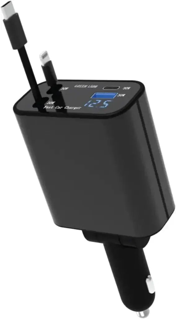 Green Lion Retractable 120W Car Charger GL-CC120 GN120WRCCBK Green Lion Retractable 120W Car Charger GL-CC120 GN120WRCCBK