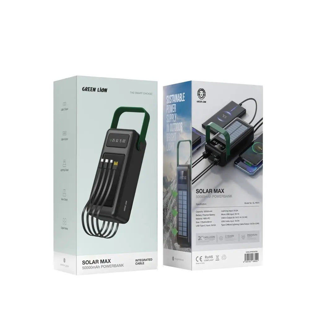 Green Lion Solar Max 50000mAh Powerbank - Black Green Lion Solar Max 50000mAh Powerbank - Black