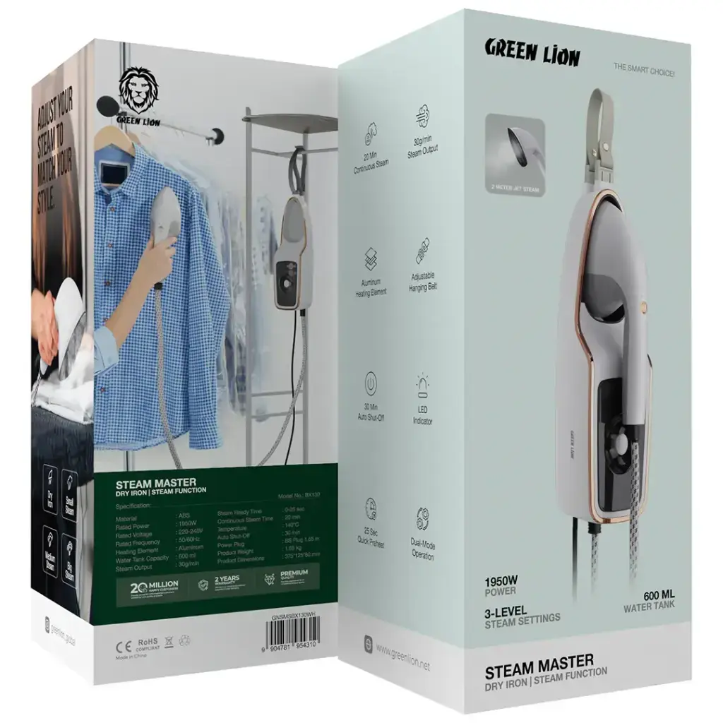Green Lion Steam Master Dry Iron and Steam Function 1950W - White Green Lion Steam Master Dry Iron and Steam Function 1950W - White