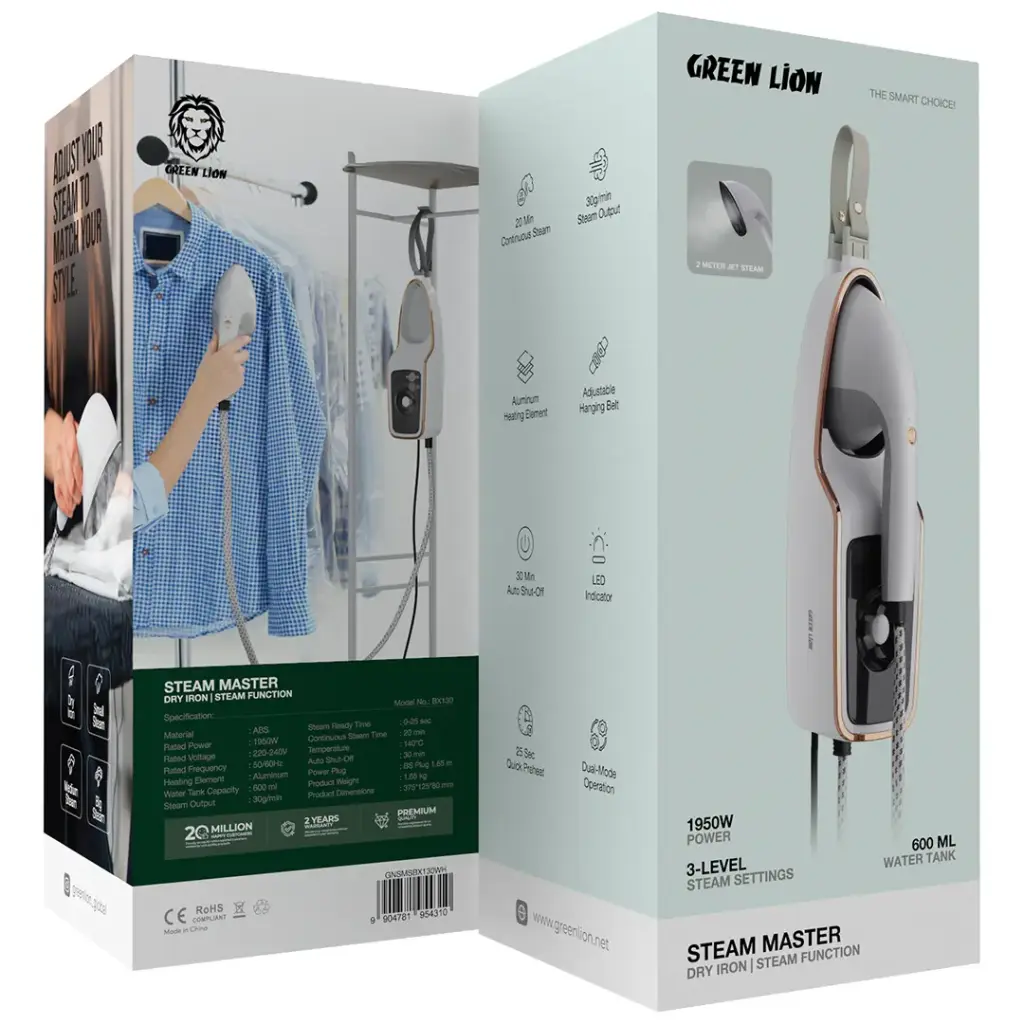 Green Lion Steam Master Dry Iron and Steam Function 1950W - White