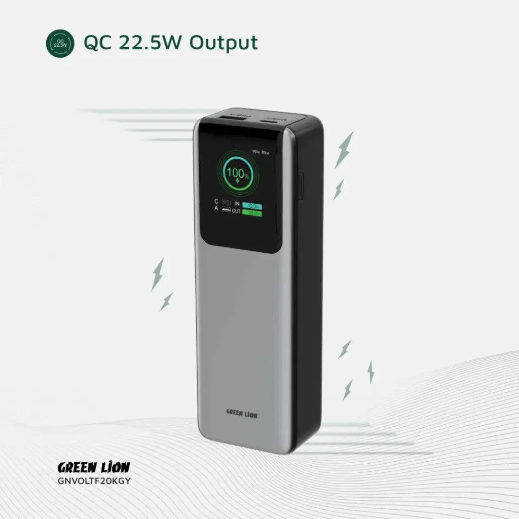 Green Lion Voltura 20000mAh Power Bank PD100W -Grey Green Lion Voltura 20000mAh Power Bank PD100W -Grey