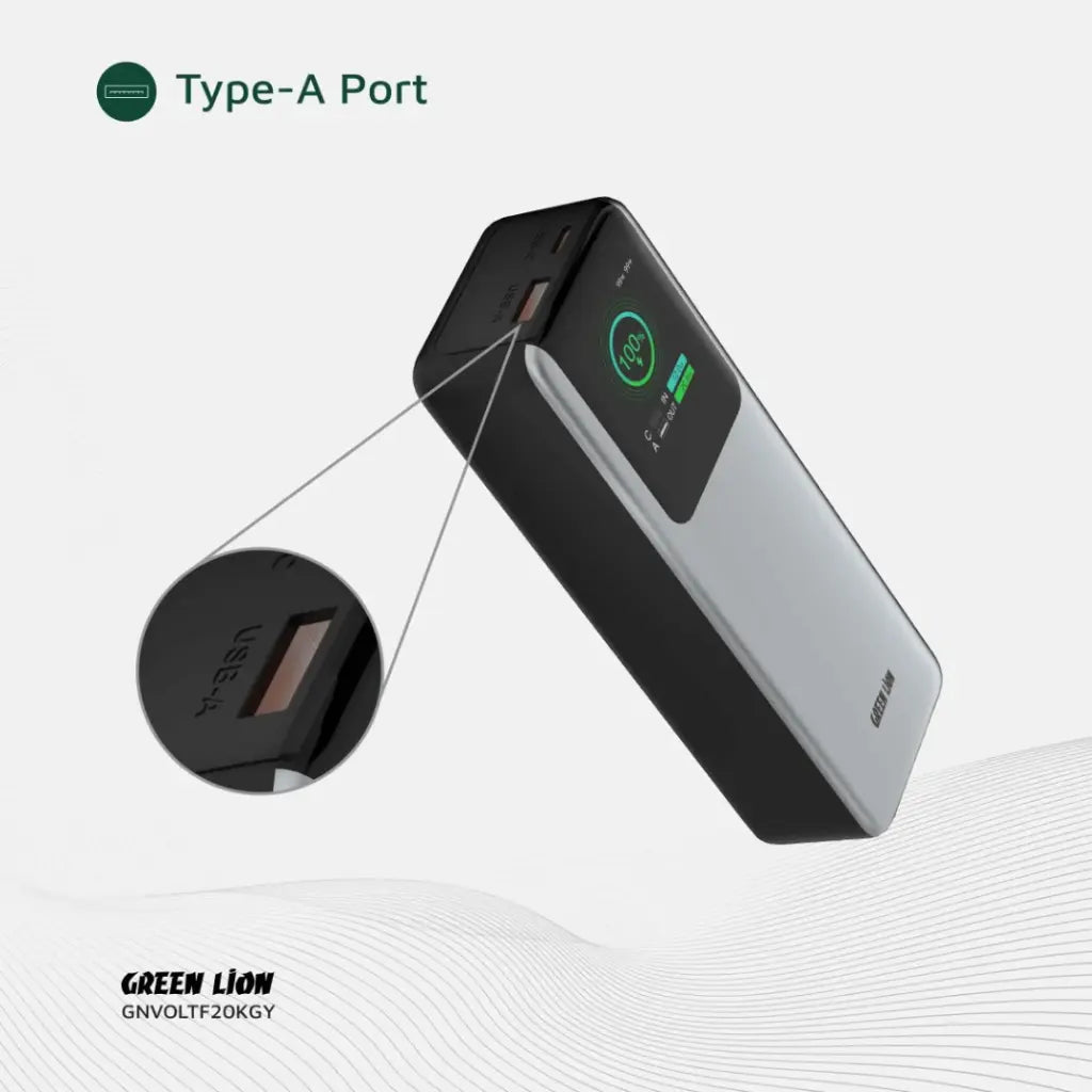Green Lion Voltura 20000mAh Power Bank PD100W -Grey Green Lion Voltura 20000mAh Power Bank PD100W -Grey
