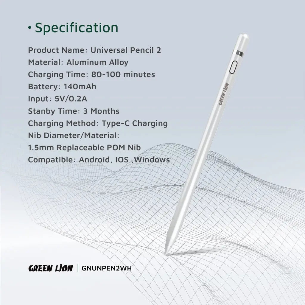 Green Lion Universal Pencil 2 - White Green Lion Universal Pencil 2 - White
