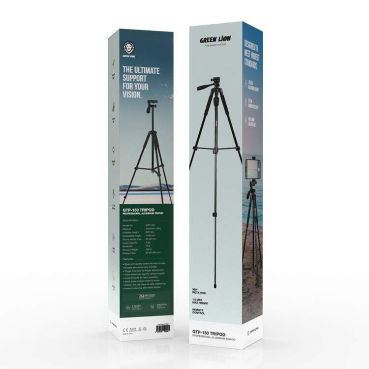 Green Lion GTP-150 Tripod Professional Aluminum - Black