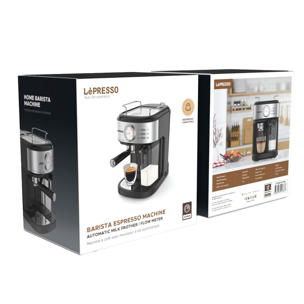 LePresso Coffee Machine 20 Bar Powerful Pressure Pump With Capsule Filter and Funnel - Black