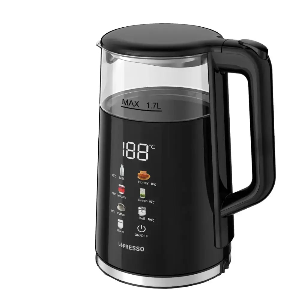 Lepresso Electric Window Kettle Multi-Temprature Display - Black Lepresso Electric Window Kettle Multi-Temprature Display - Black
