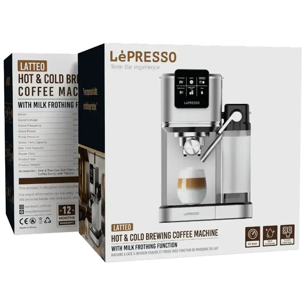 LePresso Latteo Hot & Cold Brewing Coffee Machine with Milk Frothing Function - Silver LePresso Latteo Hot & Cold Brewing Coffee Machine with Milk Frothing Function - Silver