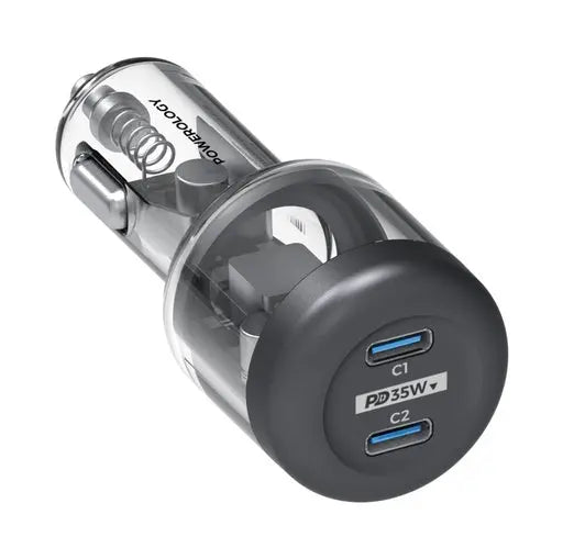 Powerology Crystalline Series Car Charger PD 35W - Transparent/Grey Powerology Crystalline Series Car Charger PD 35W - Transparent/Grey
