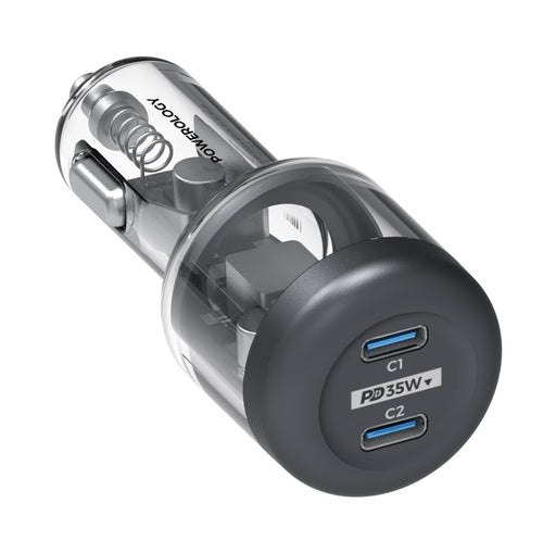 Powerology Crystalline Series Car Charger PD 35W - Transparent/Grey