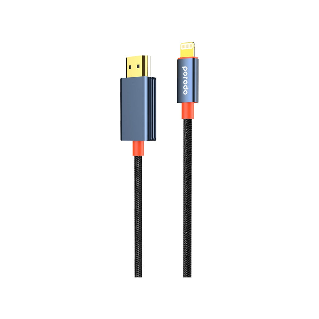 Porodo Woven Cable Lightning to HDMI - Black