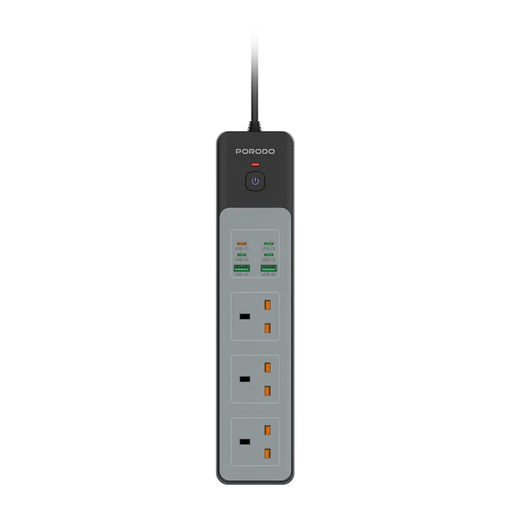 Porodo 3AC | 45W | 300W Power Strip - Black Porodo 3AC | 45W | 300W Power Strip - Black