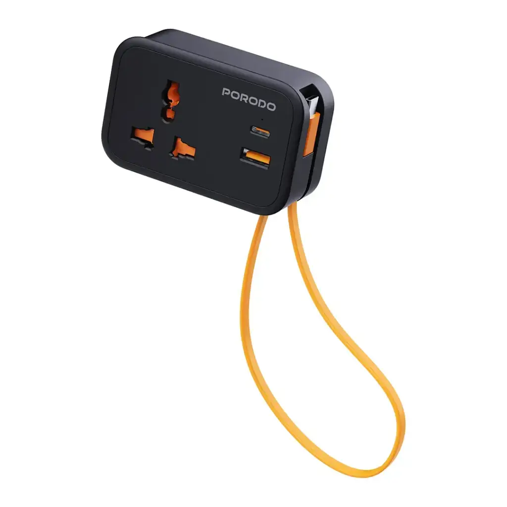 Porodo Universal Wall Socket - Black Porodo Universal Wall Socket - Black