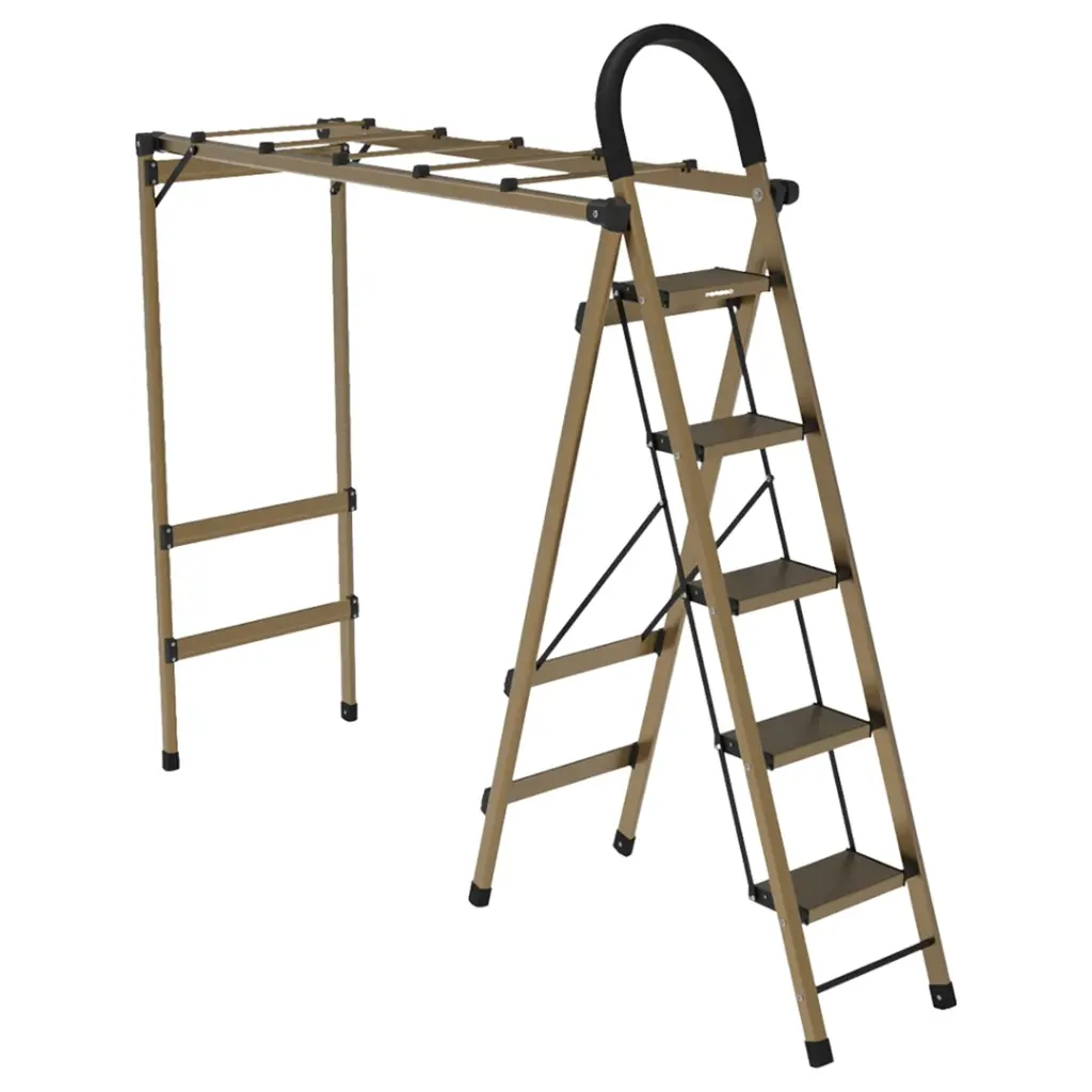 Porodo Lifestyle 5-Step Ladder & Clothes Rack - Champagne Porodo Lifestyle 5-Step Ladder & Clothes Rack - Champagne