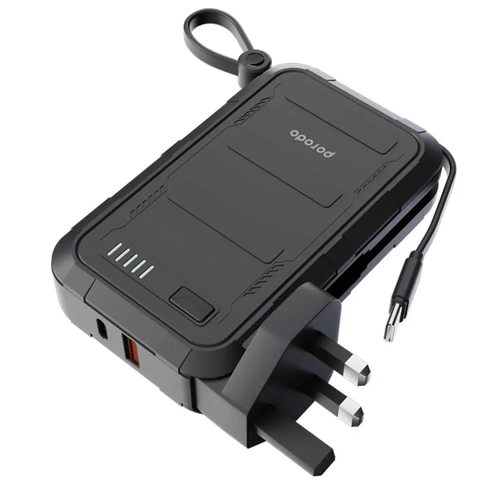 Porodo 10000mAh Wall Charger Power Bank - Black Porodo 10000mAh Wall Charger Power Bank - Black