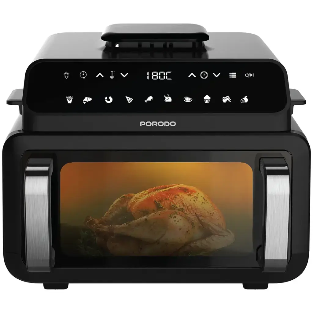 Porodo Lifestyle Flexi Cook Pro Indoor Grill, Pizza Oven, Air Fryer - Black Porodo Lifestyle Flexi Cook Pro Indoor Grill, Pizza Oven, Air Fryer - Black