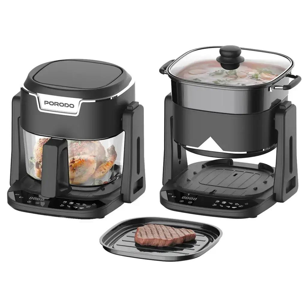 Porodo Lifestyle Quick Flip 3-In-1 Air Fryer | Grill | Hot Pot 4.5L - Black Porodo Lifestyle Quick Flip 3-In-1 Air Fryer | Grill | Hot Pot 4.5L - Black