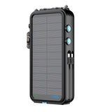 Powerology 16000mAh Solar Power Bank with FM Radio Speaker and Lights - Black