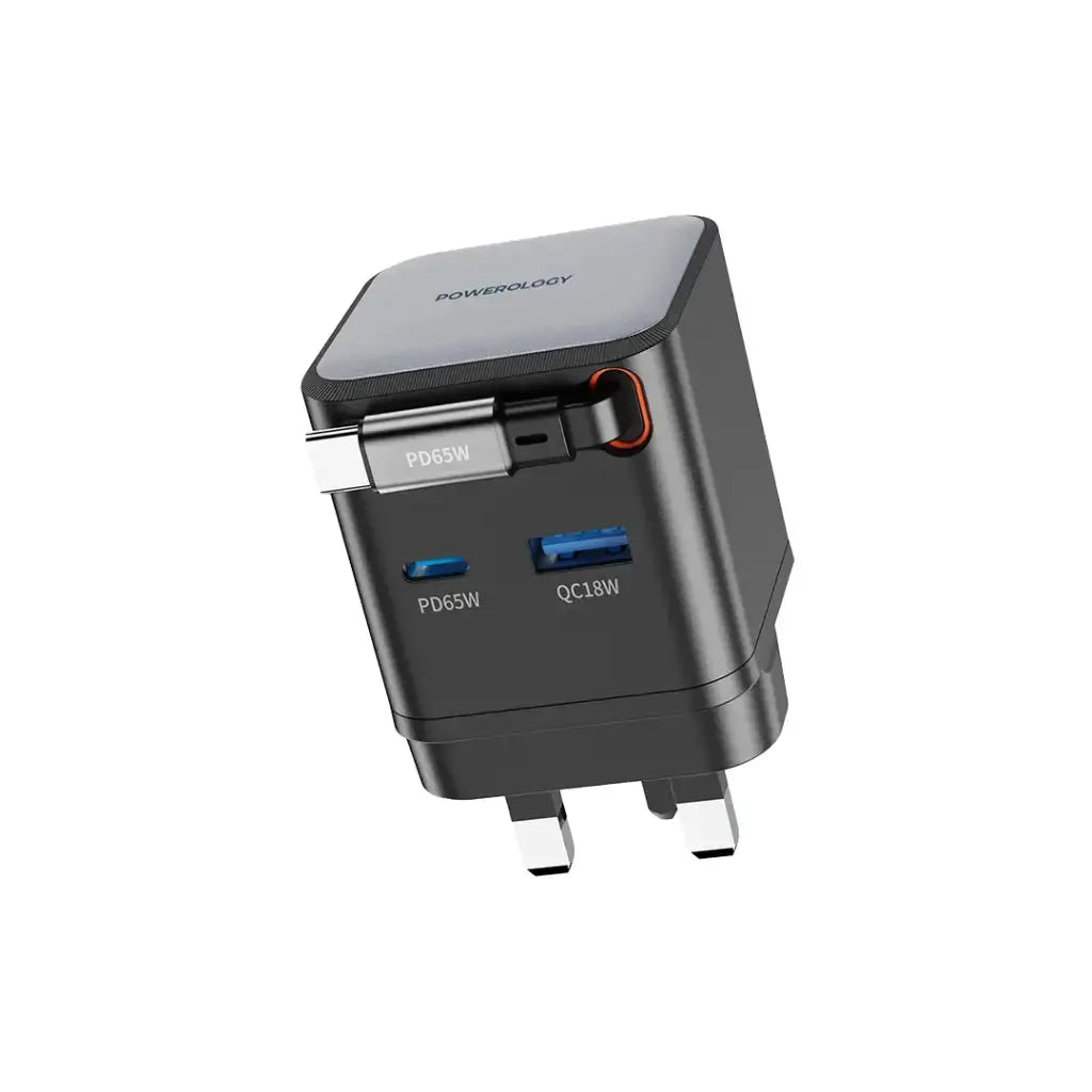 Powerology Dual Port | Retractable GaN Charger Powerology Dual Port | Retractable GaN Charger
