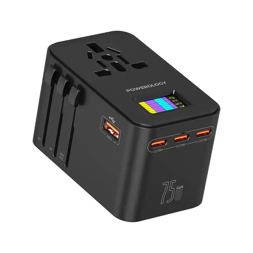 Powerology GaN 75W Universal Charger - Black Powerology GaN 75W Universal Charger - Black