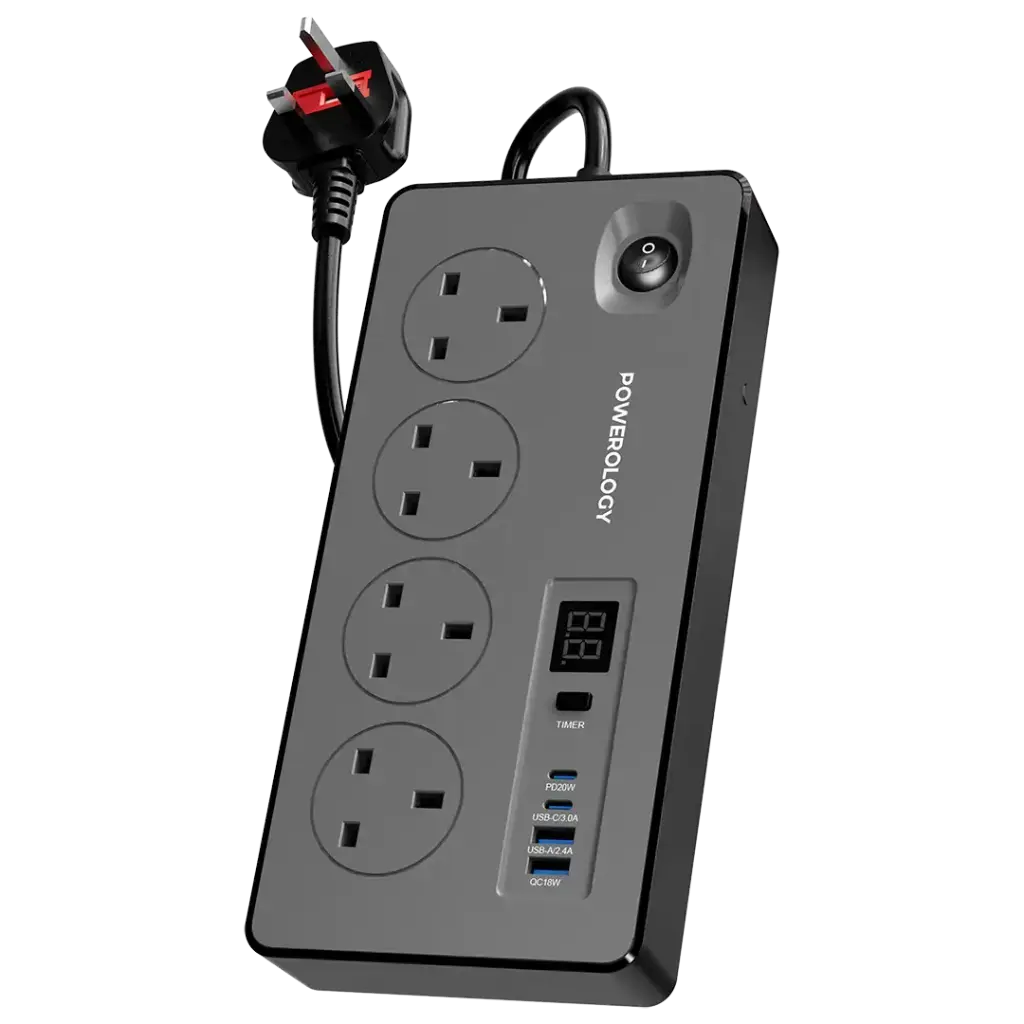 Powerology 4AC 2990W Power Strip - Black Powerology 4AC 2990W Power Strip - Black