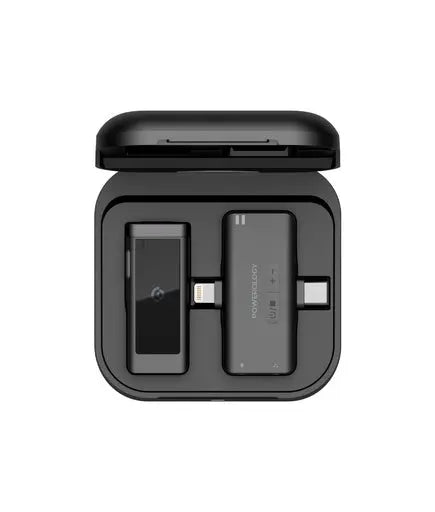 Powerology MFI Dual Connector Wireless Lavalier Microphone x1 Mic 1000mAh - Black Powerology MFI Dual Connector Wireless Lavalier Microphone x1 Mic 1000mAh - Black
