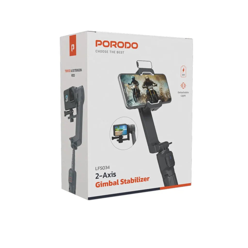 Porodo 2-Axis Gimbal Stablizer - Black Porodo 2-Axis Gimbal Stablizer - Black