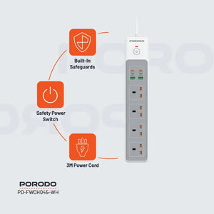 Porodo 4AC 65W 3000W Power Strip