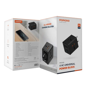 Porodo 4 AC Universal Power Block - Black