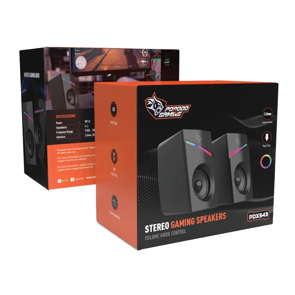 Porodo Gaming Stereo Speakers Volume Knob Control Porodo Gaming Stereo Speakers Volume Knob Control