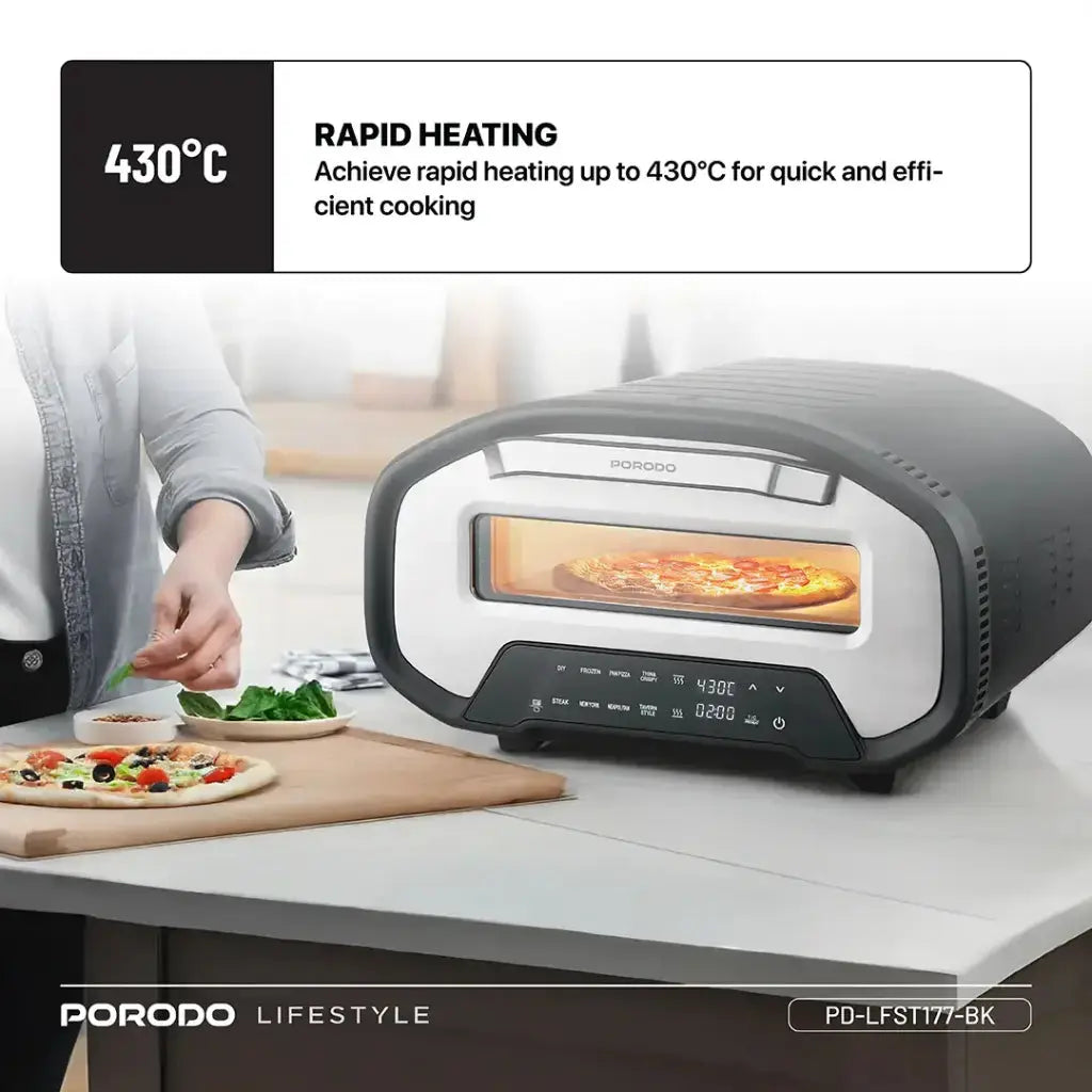 Porodo Lifestyle 12'' Indoor Electric Pizza Maker - Black Porodo Lifestyle 12'' Indoor Electric Pizza Maker - Black