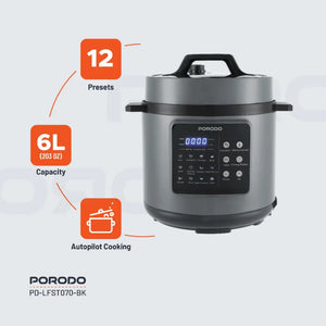 Porodo Lifestyle 1300W Multi-Cuisine Pressure Cooker - Black