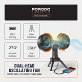 Porodo Lifestyle Dual-Head Oscillating Fan - Black