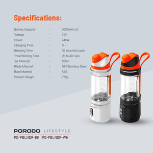 Porodo Lifestyle Dual Spin Clockwise & Reverse Portable Blender