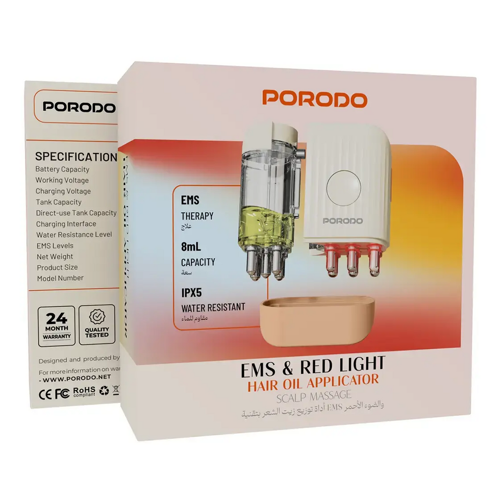 Porodo Lifestyle EMS & Red Light Hair Oil Applicator Scalp Massage - Beige Porodo Lifestyle EMS & Red Light Hair Oil Applicator Scalp Massage - Beige