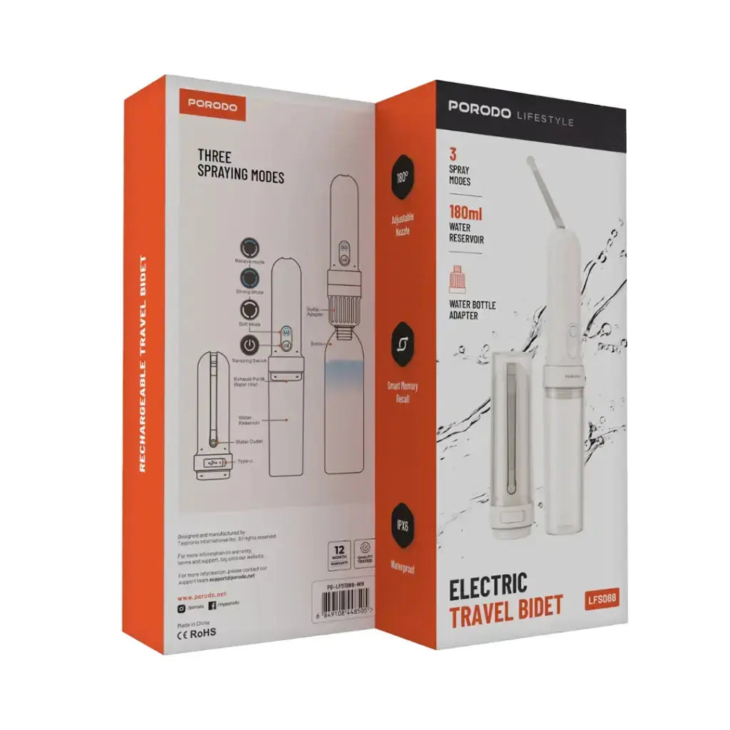 Porodo Lifestyle Electric Travel Bidet - White Porodo Lifestyle Electric Travel Bidet - White