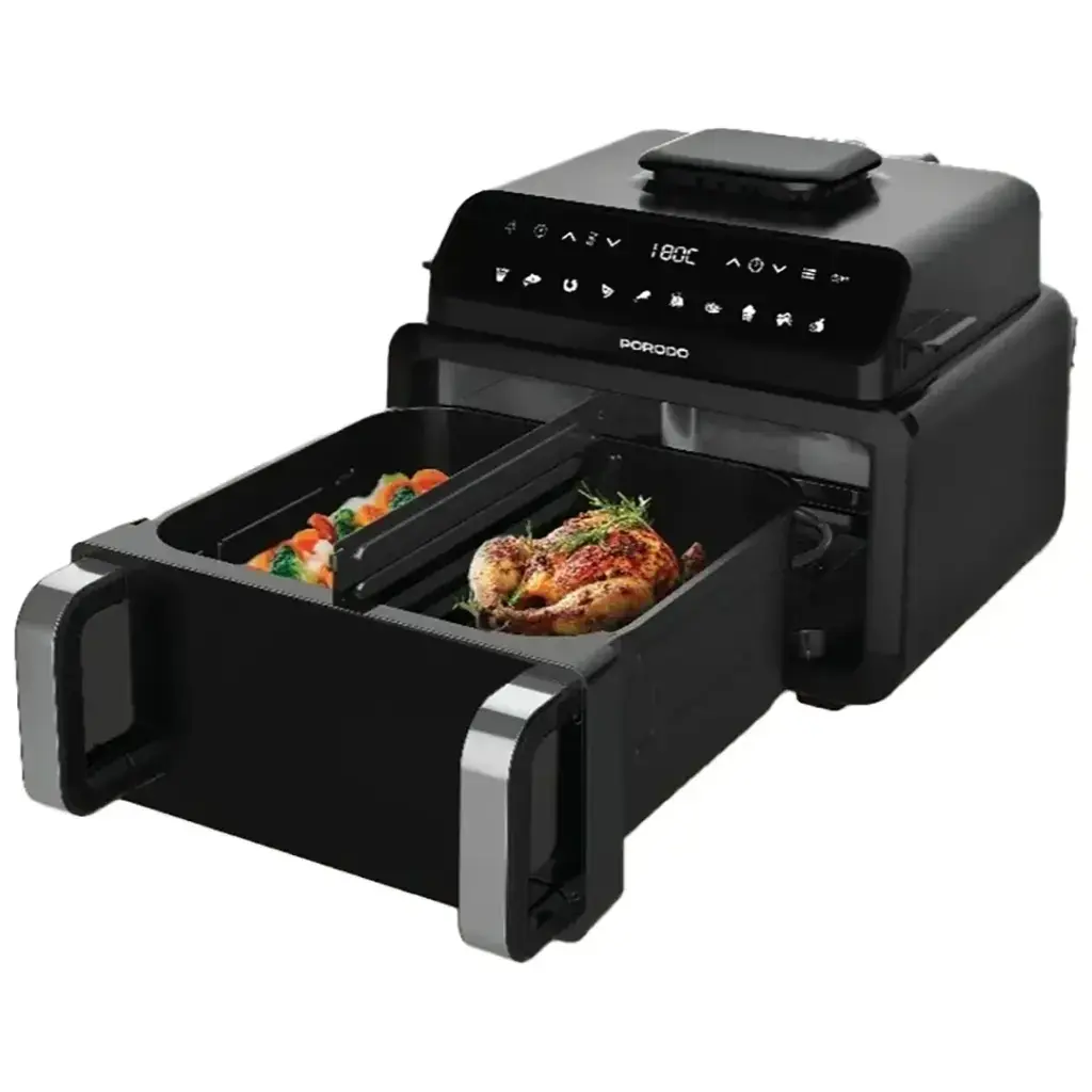 Porodo Lifestyle Flexi Cook Pro Indoor Grill, Pizza Oven, Air Fryer - Black Porodo Lifestyle Flexi Cook Pro Indoor Grill, Pizza Oven, Air Fryer - Black