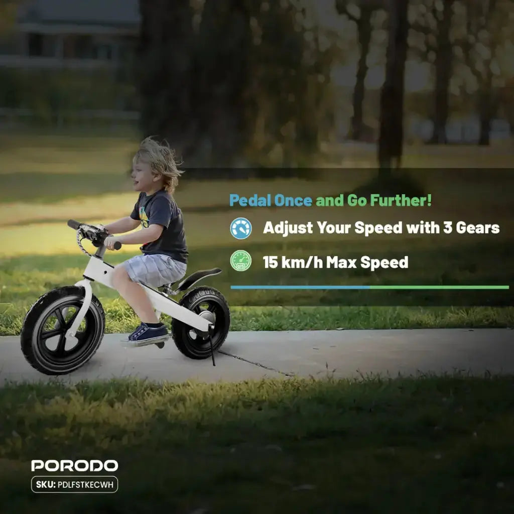 Porodo Lifestyle JoyCruiser Kids Electric Bike - White Porodo Lifestyle JoyCruiser Kids Electric Bike - White