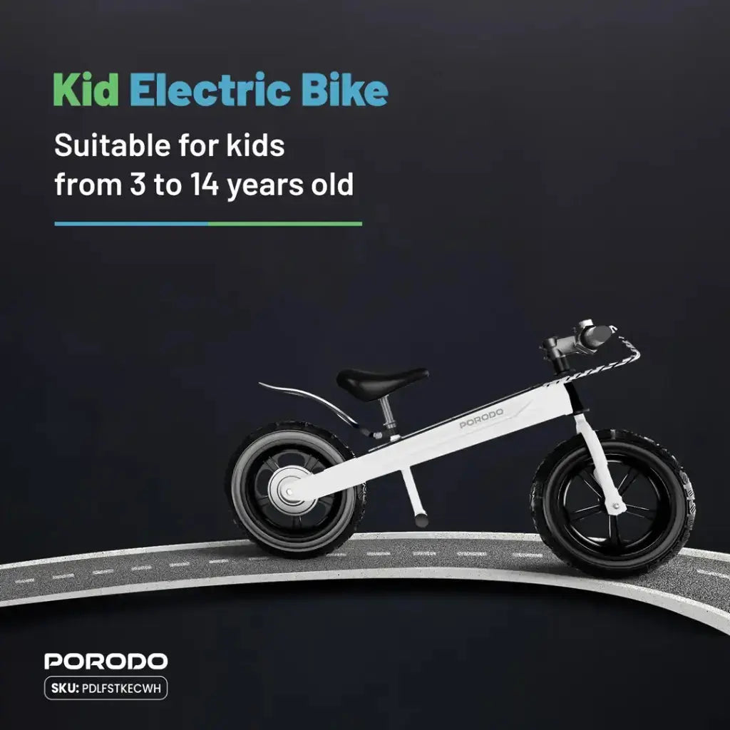 Porodo Lifestyle JoyCruiser Kids Electric Bike - White Porodo Lifestyle JoyCruiser Kids Electric Bike - White