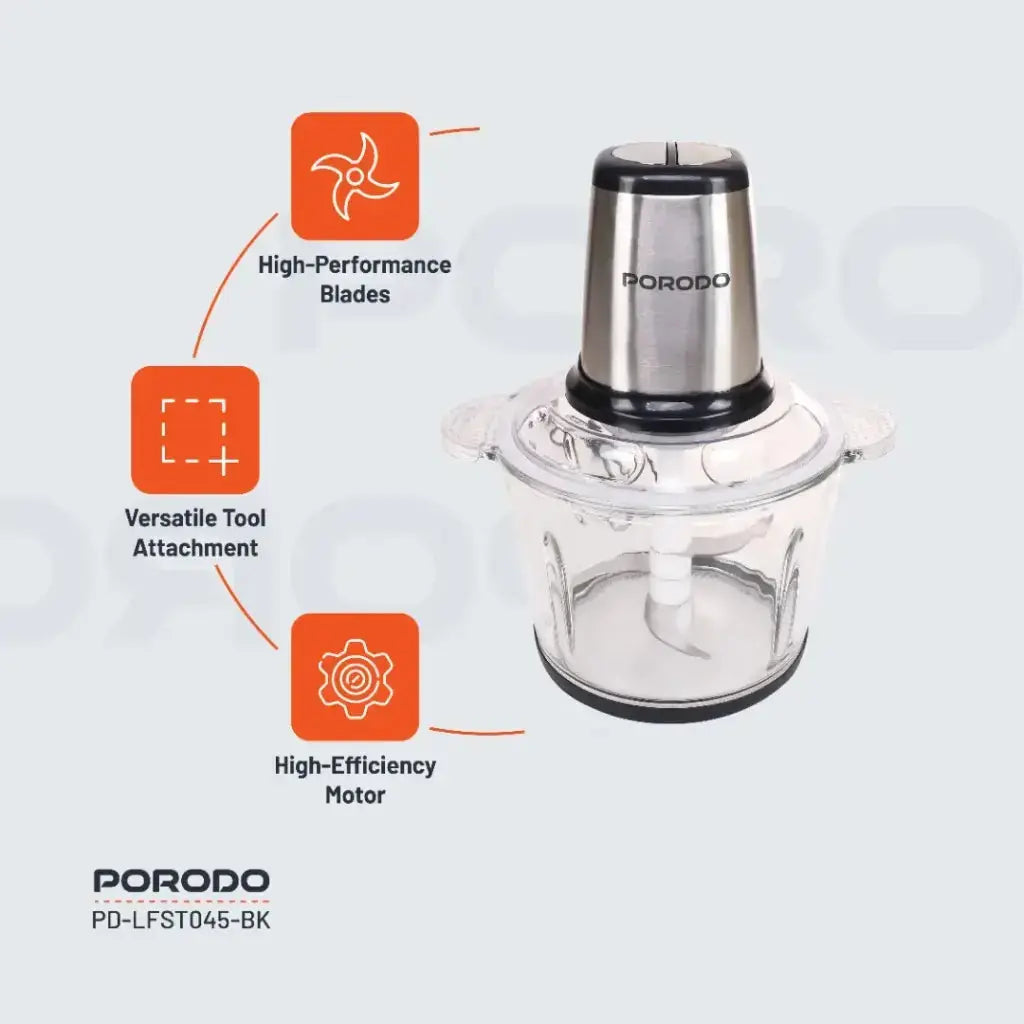 Porodo Lifestyle Meat and Vegetable Electric Food Chopper - Black Porodo Lifestyle Meat and Vegetable Electric Food Chopper - Black