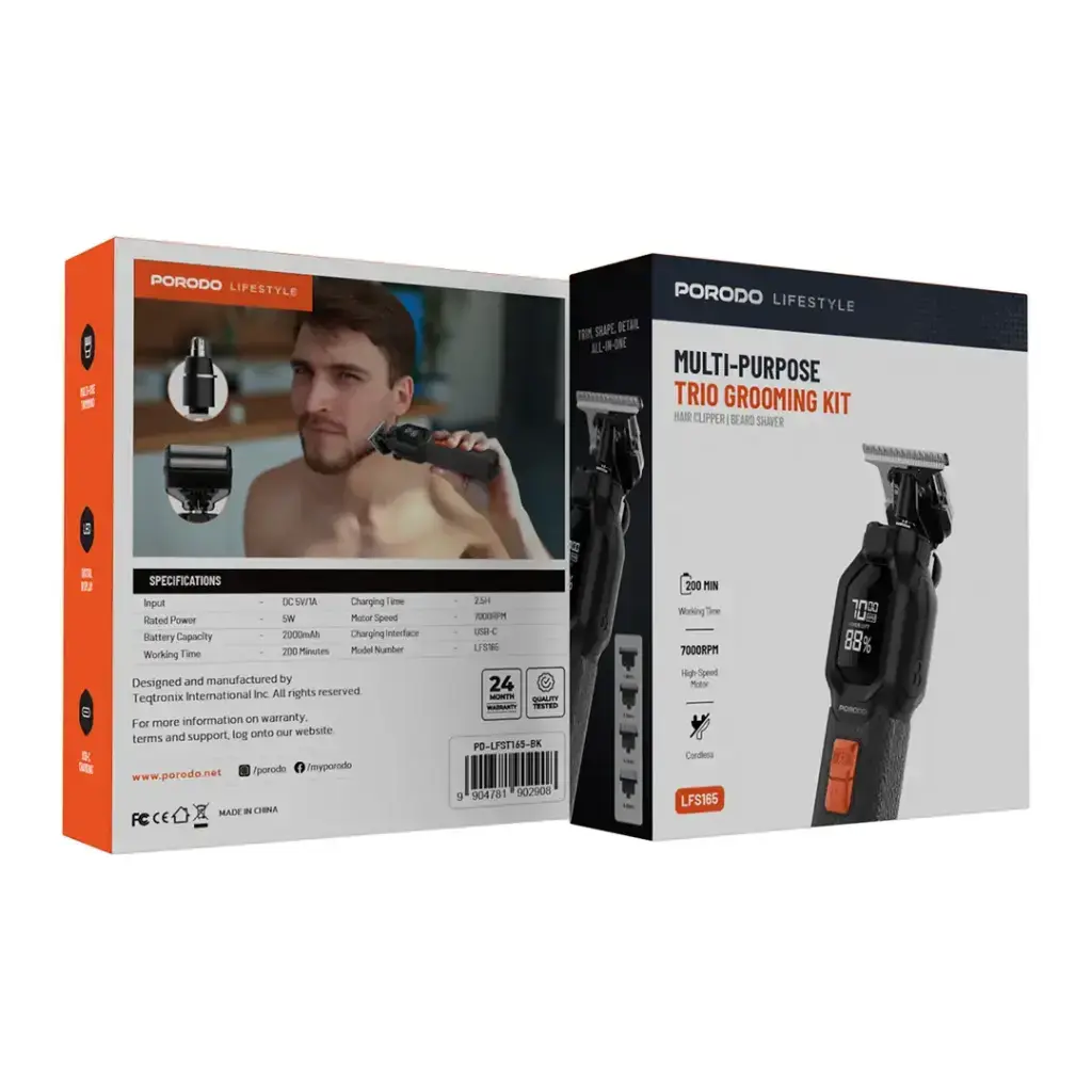 Porodo Lifestyle Multi-Purpose Trio Grooming Kit - Black Porodo Lifestyle Multi-Purpose Trio Grooming Kit - Black