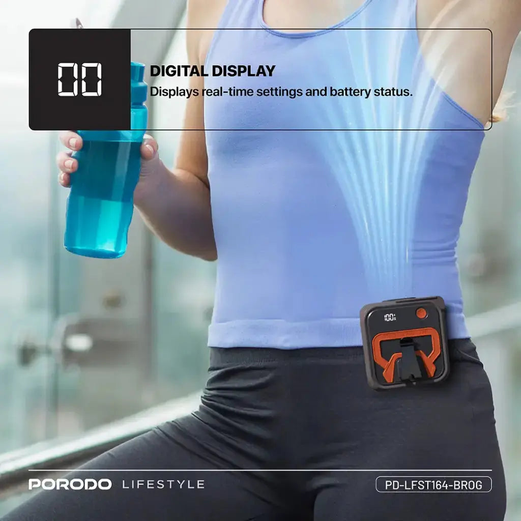Porodo Lifestyle Multifunction Cooling Waist Fan - Brown/Orange Porodo Lifestyle Multifunction Cooling Waist Fan - Brown/Orange