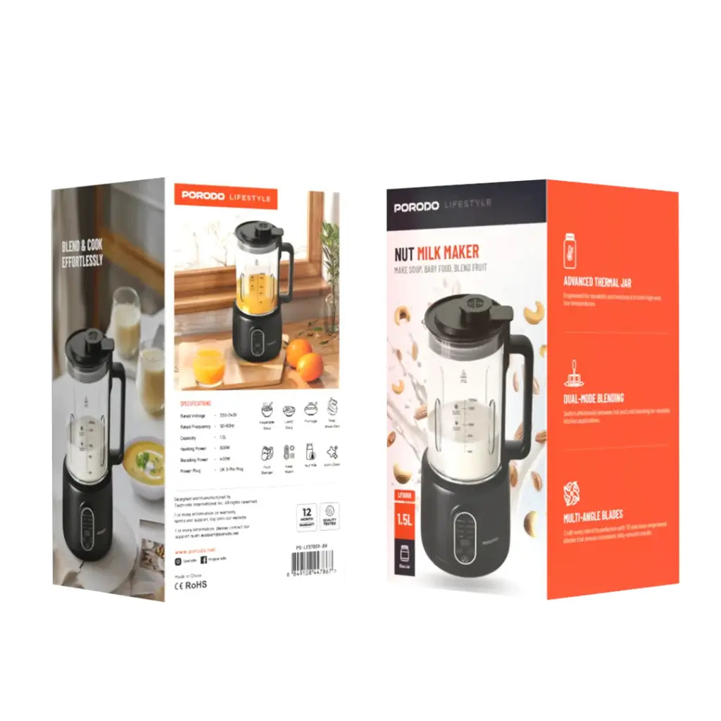 Porodo Lifestyle 600W Nut Milk Maker - Black Porodo Lifestyle 600W Nut Milk Maker - Black